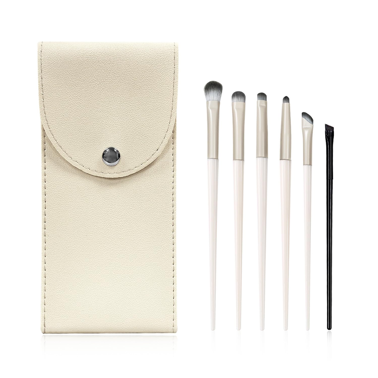6Pcs Eye Makeup Brush Set, Soft Hairs Eyeshadow Kit, Professional Eyes for Concealer Eyebrows Eyeliner Highlighter with Snap-On Case, Beginner Friendly 