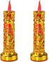 2pcs Chinese Buddhist Flameless LED Candle Lamp - Traditional Red Lantern Design, Retro Light for Meditation, Altar & Feng Shui Décor 