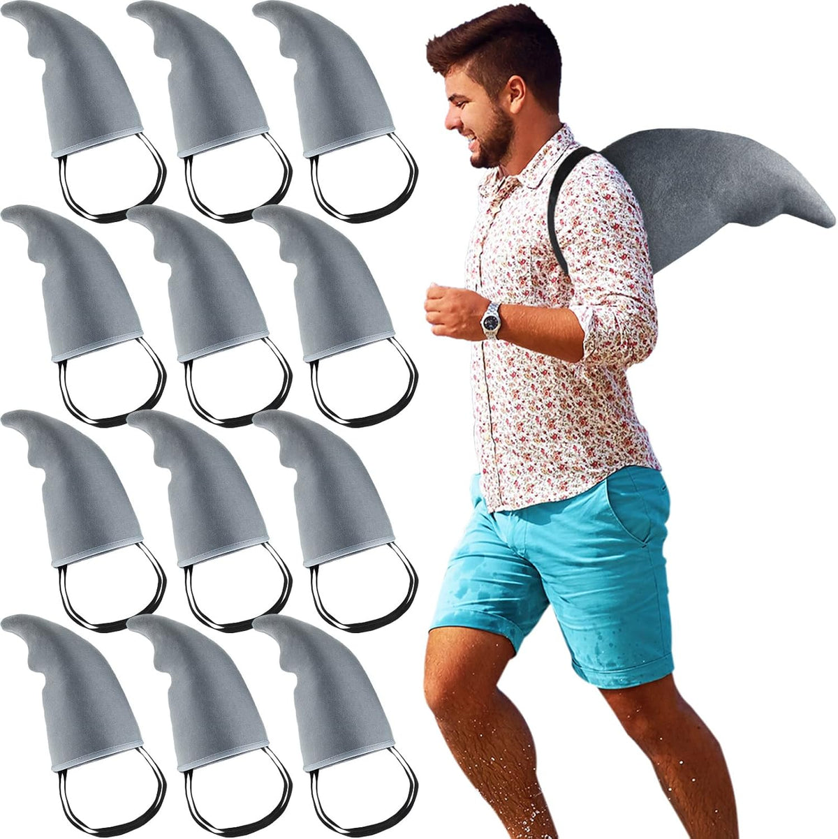 12 Pcs Halloween Shark Fin Costume Accessory Gray Props Easy to Wear Accessories for Adults Christmas Cosplay Supplies 