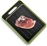 2 in 1 Defrosting Tray, Defrost Cutting Board with Knife Sharpener, Thawing Tray for Frozen Meat, Double Sided Sharpener 