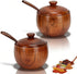 2 Pack Sugar Bowl with Lid and Spoon, Coffee Container Set Wooden Condiment Pot Decorative Storage Seasoning for Bar Table, Kitchen, Countertop 
