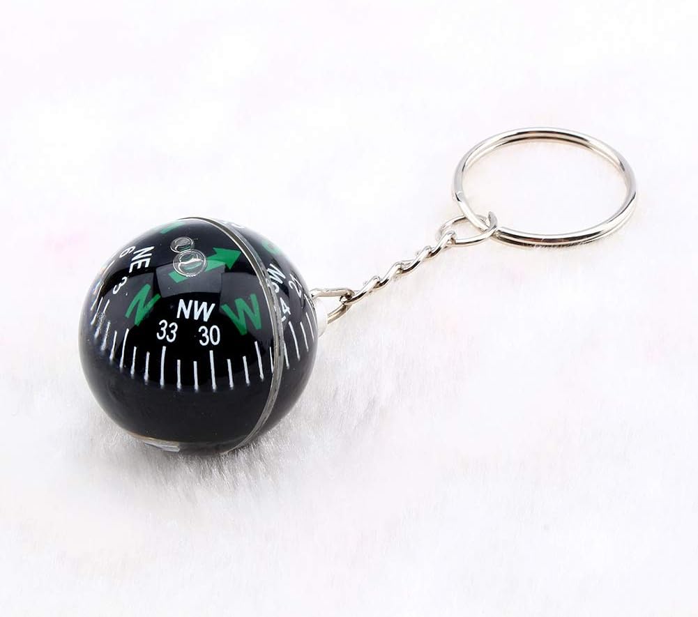Ball Compass Keychain, 28mm Liquid Filled Portable Hiking Key Rings Mini Survival Navigation Equipment for Camping Travel 