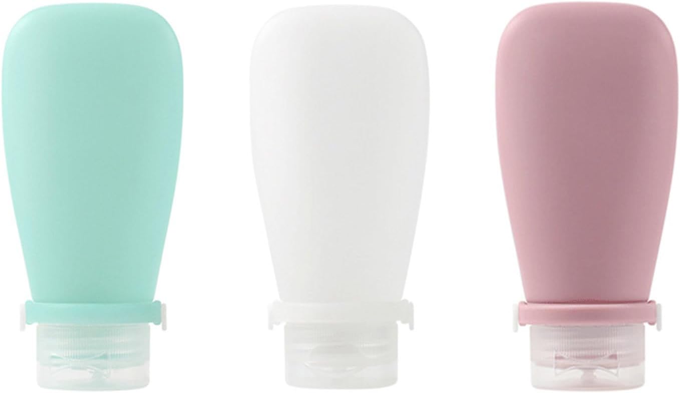 Travel Bottles for Toiletries, 3 Pack Silicone Leak Proof Squeeze Bottle Refillable Containers Set 
