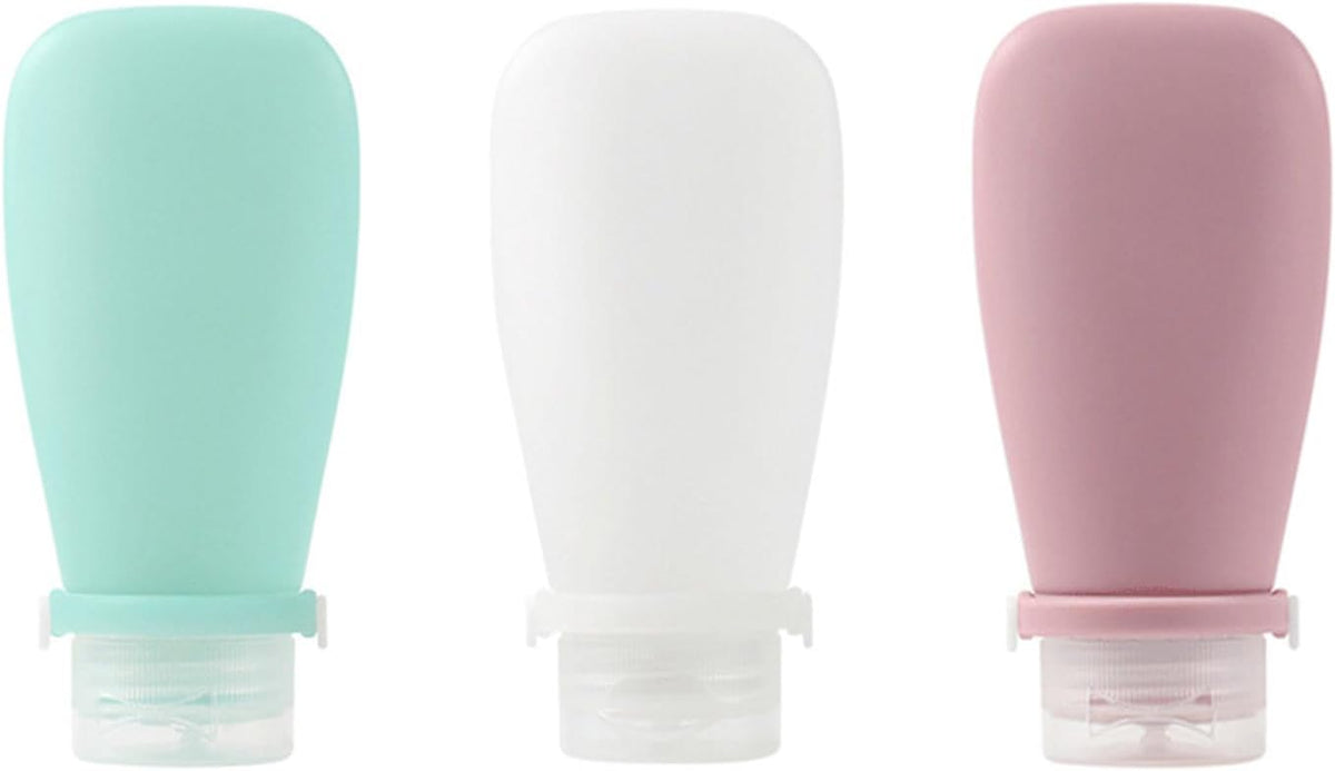 Travel Bottles for Toiletries, 3 Pack Silicone Leak Proof Squeeze Bottle Refillable Containers Set 