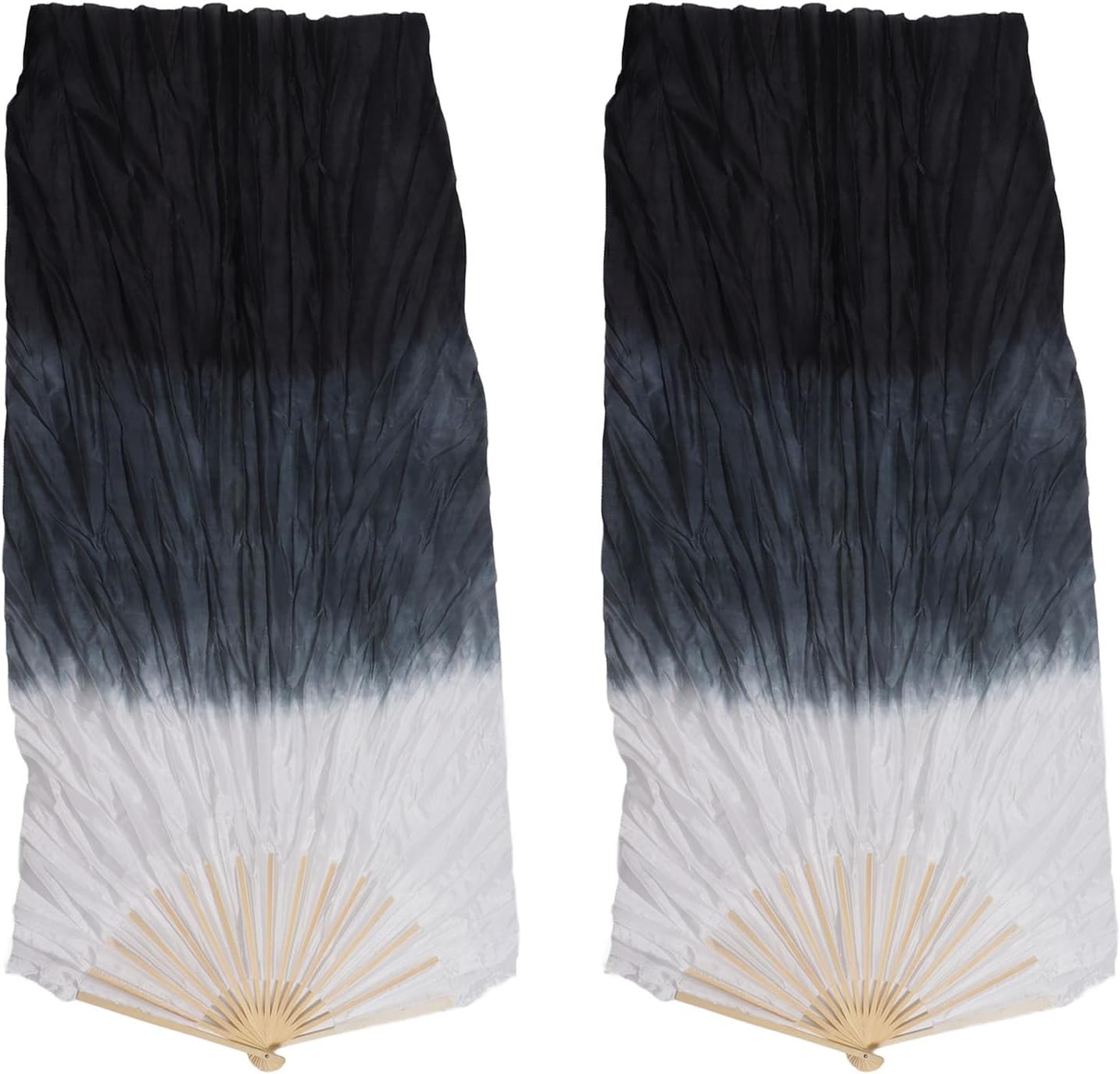 Dance Fan, 1 Pair Long Fan Belly Fans Folding Performance Classical (Black) 