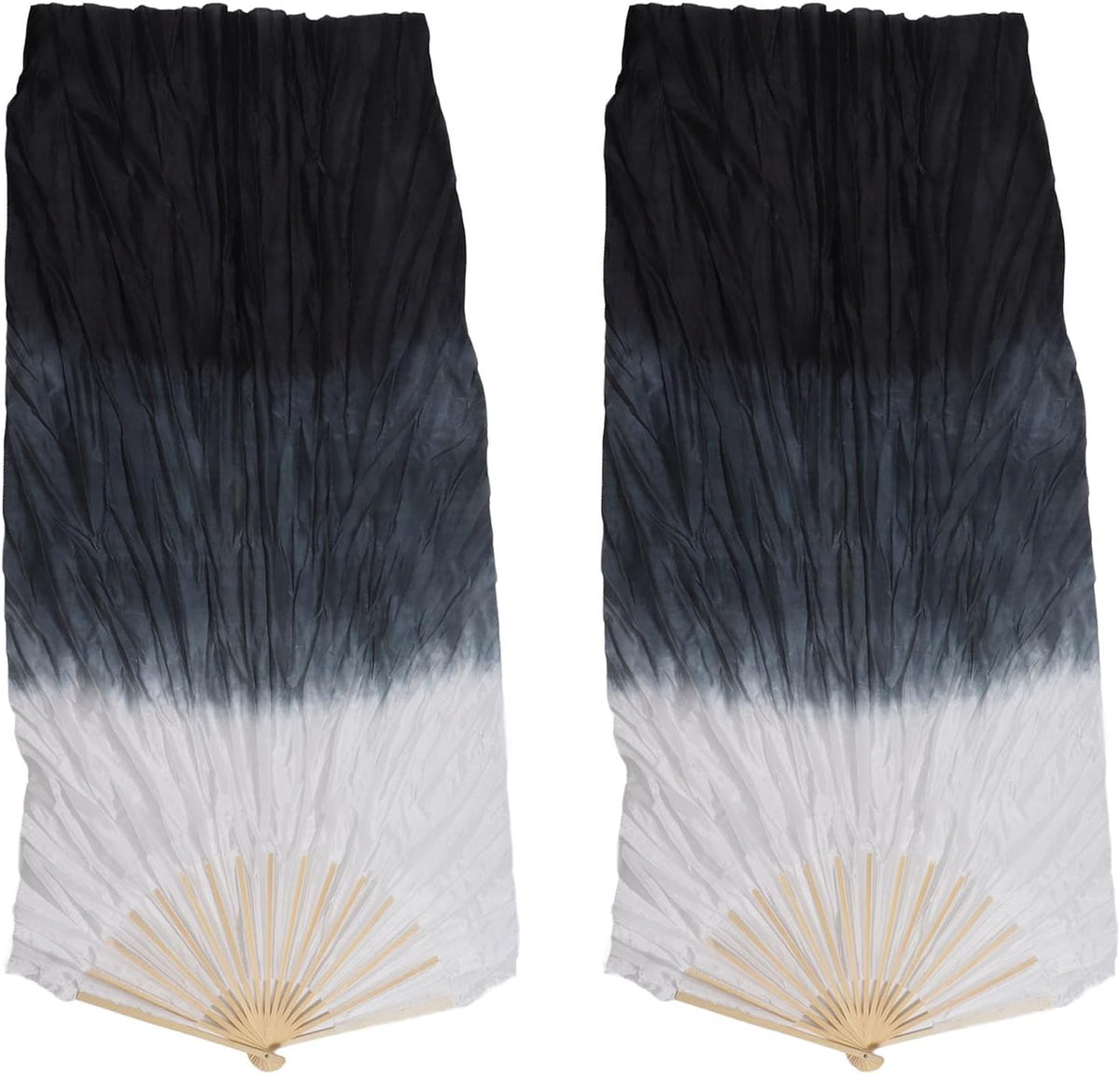 Dance Fan, 1 Pair Long Fan Belly Fans Folding Performance Classical (Black) 
