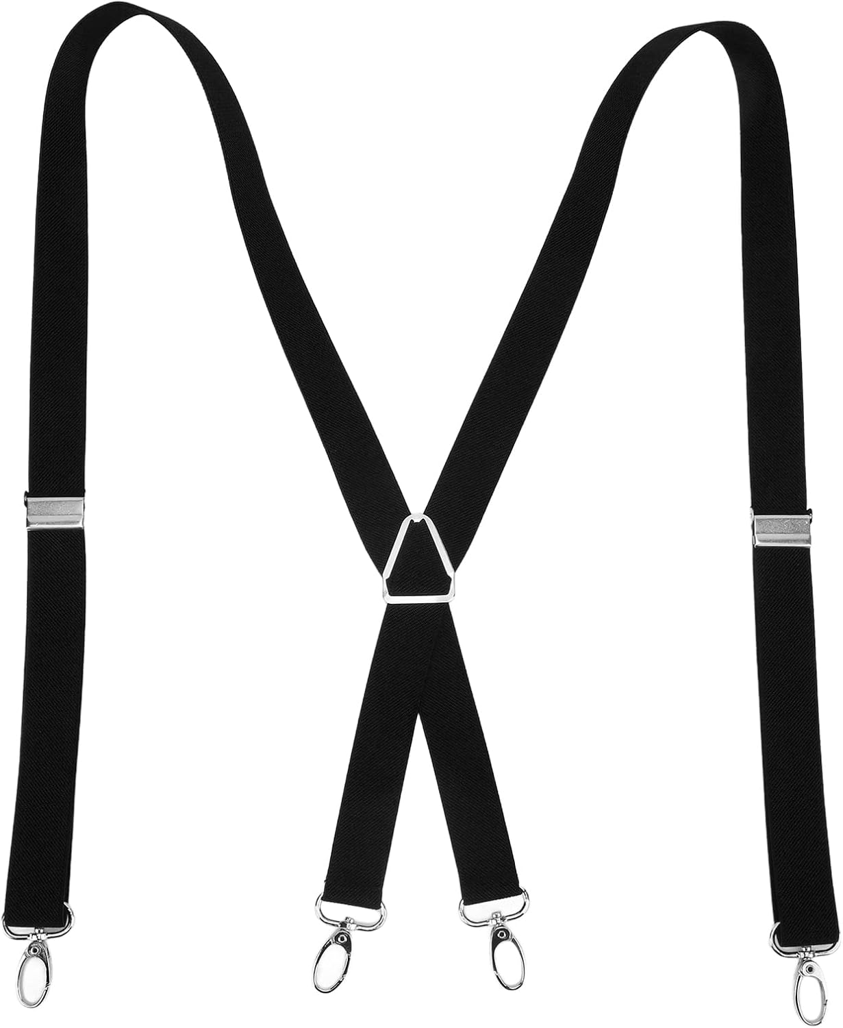 Mens Suspenders,Back Hidden Suspender,Adjustable Stretchable 2.5x110cm/1.0x43.3in Clip Suspenders Fit 4 Metal Buckles Pants for Adult(black) 