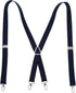 Mens Suspenders,Back Hidden Suspender,Adjustable Stretchable 2.5x110cm/1.0x43.3in Clip Suspenders Fit 4 Metal Buckles Pants for Adult(Navy blue) 