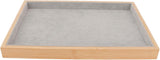 Velvet Stackable Jewelry Tray, Wood Flat Organizer Tray Drawer for Necklace Bracelet Ring Showcase Display(Grey) 