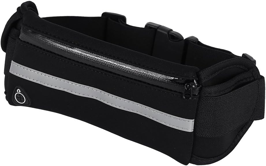 Running Belt Phone Holder, Waterproof Fanny Pack Runner Waist Bag with Earphone Hole Pouch for Gym Exercise(Black) 