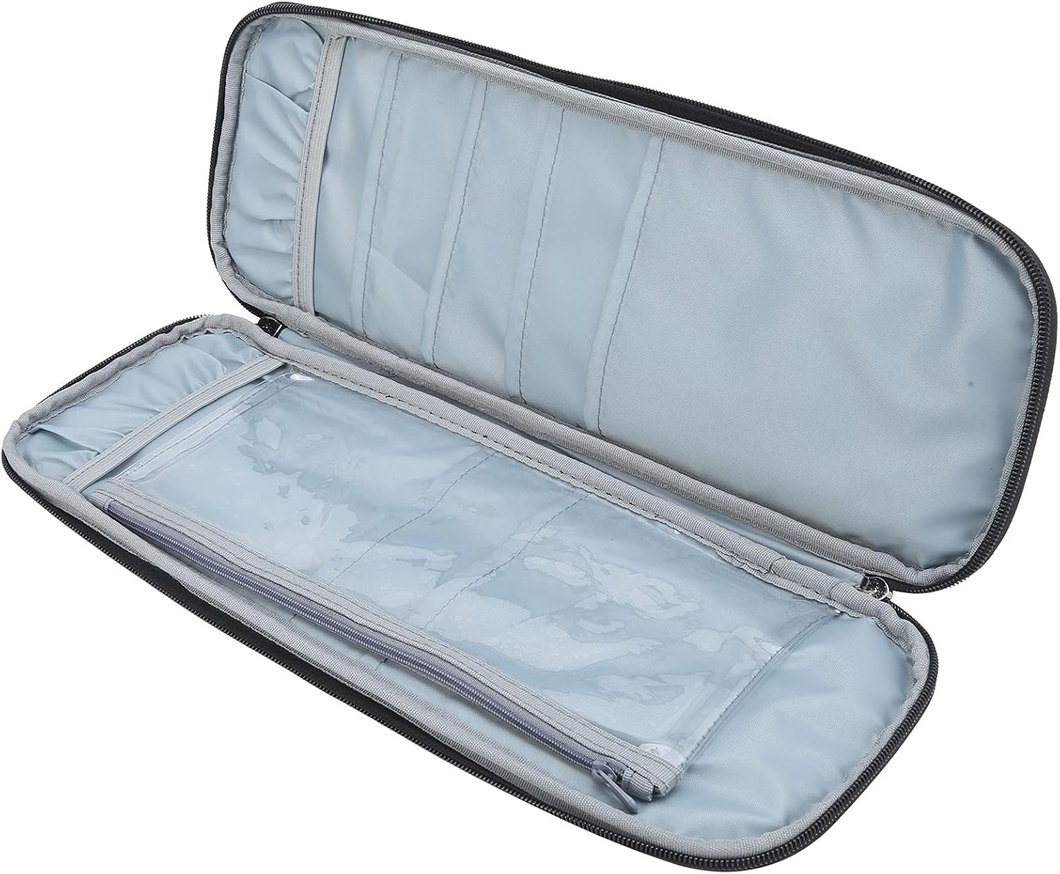 Knitting Needle Case, Travel Zipper Organizer Bag for Straight Needles Dual Crochet Case Supplies Accessories Grey 