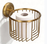 Brass Toilet Paper Holder, Wall Mounted Holder Vintage Bathroom Roll Basket Antique Tissue Storage for 