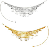 2 Pack Belly Dance Hip Scarf Belt, Dangling Coins Bellys Dancing Skirt, Dancer Bottoms Halloween Costume Accessory for Women, Music Festival, Gold and Silver, 32 Short 