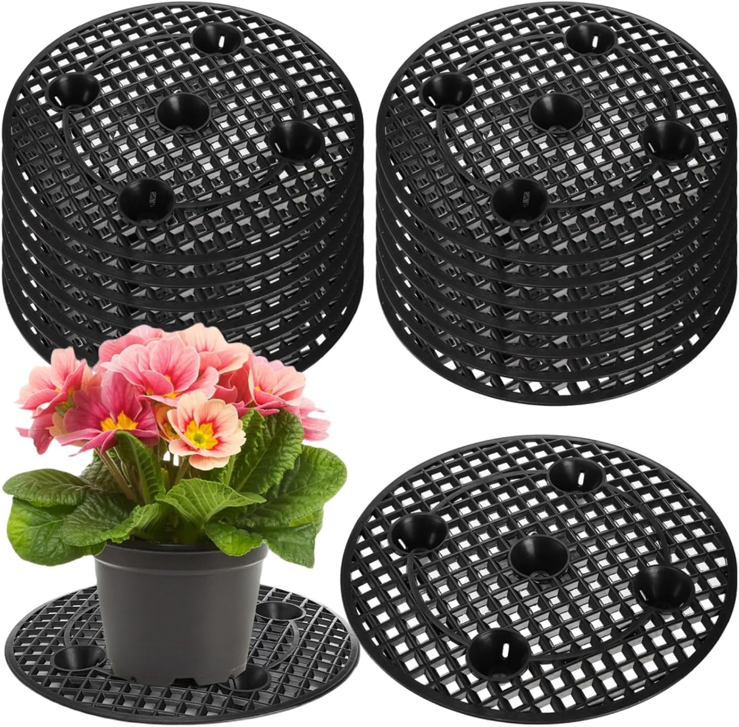 15 PCS Plant Level Pot Elevator, 12 inch Plastic Potted Stands, Large Patio Planter Riser Holder, Deck Floor Protector to Prevent Rot Damage, Trivet for Indoor Outdoor Garden 