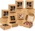 40 Pack Brown Bakery Boxes with Window and Dividers, 6 x Inch Mini Pastry 4 Compartments, Kraft Treats Gift Inserts, Cupcake Packaging Containers for Pastries Biscuits 