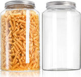 2 Pack 1 Gallon Extra Large Clear Plastic Jars, 118 OZ Food Storage Container with Lid, BPA Free Wide Mouth Jar, Reusable Airtight Mason Jug for Dry Goods, Candy, Fermenting, Pickling 