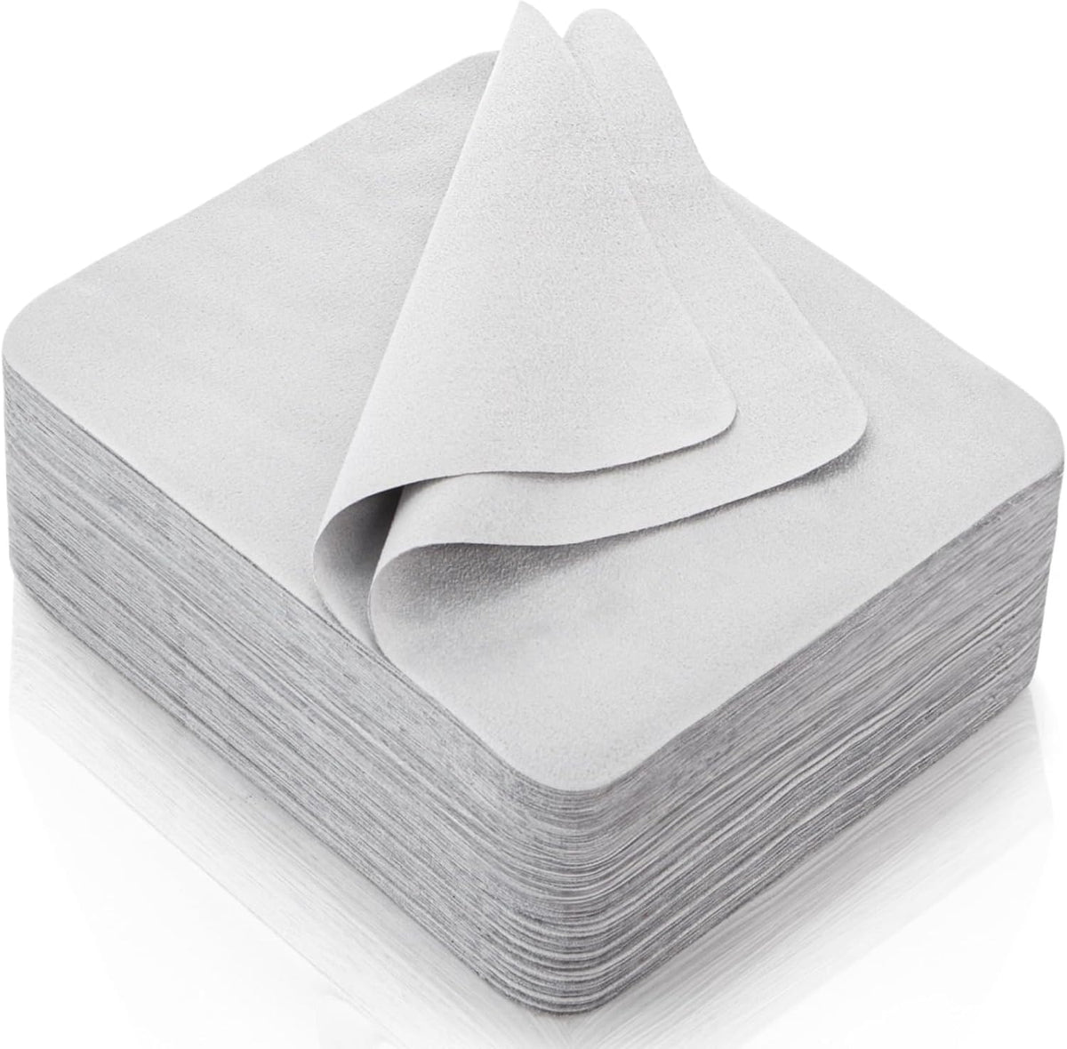 100 Pack Microfiber Glasses Cleaning Cloth, Ultra Soft Eyeglasses Wipe Suede, Washable Cleaner for Lens, Screens, Cameras, Phones, Electronics (7×6 Inch, Gray) 