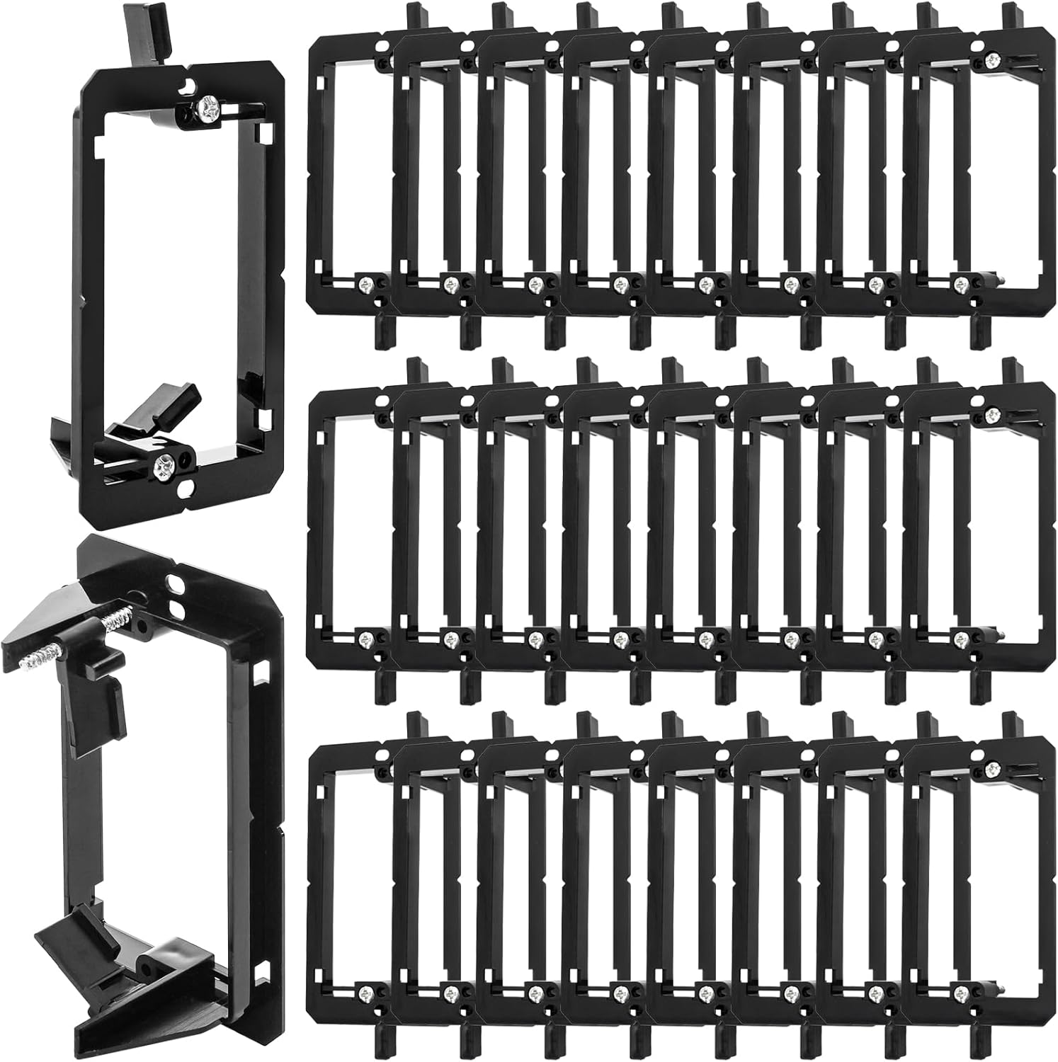 25 Pack Low Voltage Mounting Bracket, 1 Gang Flush Wall Plate, Drywall Cables Pass Through Wallboard, Single Cord Hider for Telephone Wires, Network Cables, HDMI, Speaker 
