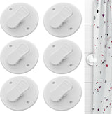 Shower Curtain Clips - 6 Pack - Self-Adhesive - Shower Splash Clips - For Curtains - Shower Curtains - Weighted Clips - Secure Shower Curtains and Curtains