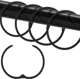 Shower Curtain Hooks - 24-pack - Stainless Steel - Multifunctional - Open Rings - Smooth Sliding - Round - Black - Shower Curtain Rings - Push Button Design