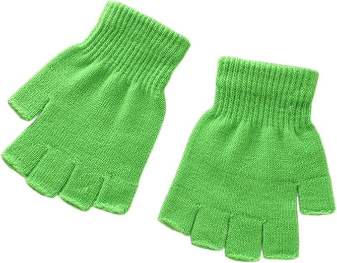 Green gloves - plain gloves - open gloves - boys' and girls' gloves - plain knitted gloves - fingerless gloves - type gloves - size small