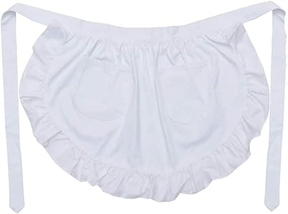 White apron - Waitress apron - Ladies - Waist apron - With two pockets - Half apron - Waitress - Server - Role play - Kitchen cooking restaurant coffee shop