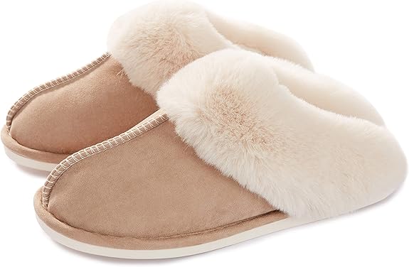 Slippers - Plush Slippers - Winter Slippers - Lounge Slippers - Soft - Warm - Non-slip - Beige - Size 40/41