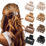Hairpins - claw clips - ladies' hairpins - ladies' hair accessories - matte hairpins - 8 pieces - rectangular and double row small claw clips - non-slip pins - beige - khaki - brown - black