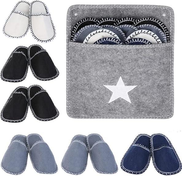 House Slippers - 6 pairs - 3 sizes - Guest Slippers - House Slipper Set - Fleece Wool - Non-slip - Disposable Slippers - Washable - Spa Slippers - Suitable for families - Hotels & travel