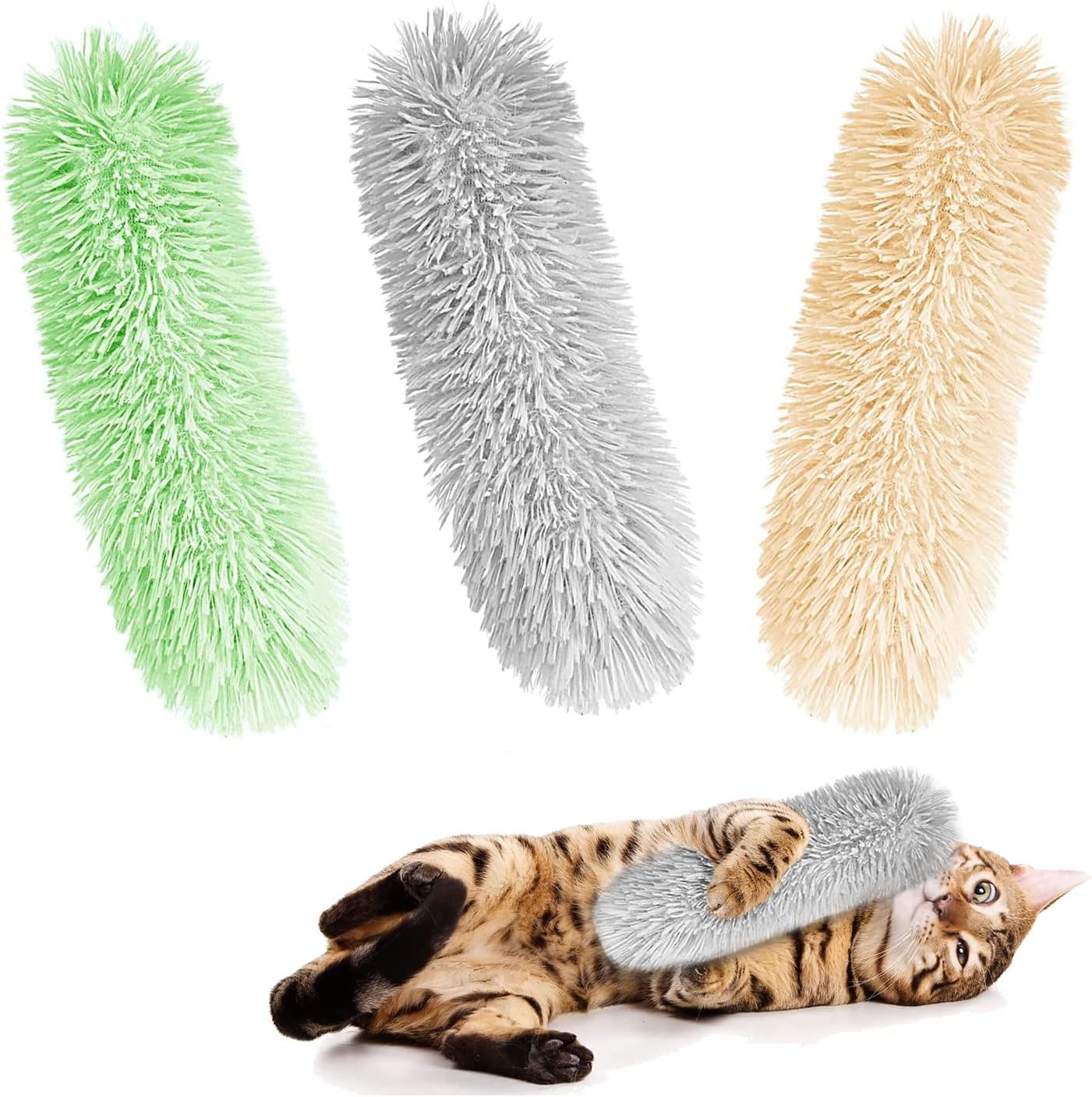 3-pack catnip toys for adult indoor kittens - interactive plush cat toys with built-in catnip and sounds - small