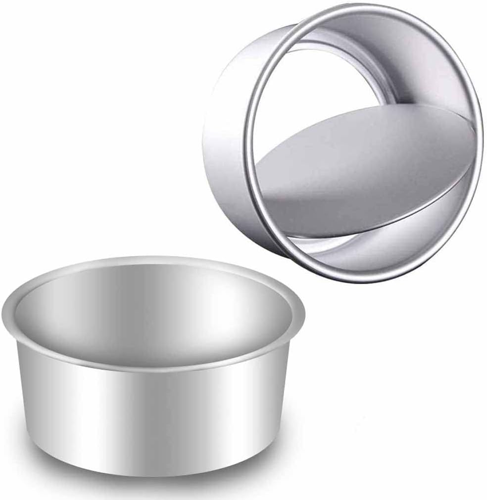 2-Pack 6-Inch Cake Pans Non-Stick Deep Aluminium Round Cake Pans with Removable Bottom for Baking - Baking - Weddings - Birthdays - Christmas Celebrations