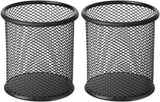2-pack metal mesh pen holder pen holder for desk metal office mesh desktop storage pen holder office supplies - Office accessories and storage products - black