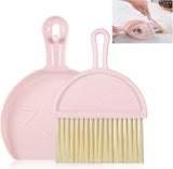 Mini dustpan and brush - pink set of brush and dustpan - portable combination of cleaning brush and dustpan - flexible edge - perfect for removing dust, dirt and grit - suitable for most hard surfaces - space-saving design