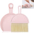 Mini dustpan and brush - pink set of brush and dustpan - portable combination of cleaning brush and dustpan - flexible edge - perfect for removing dust, dirt and grit - suitable for most hard surfaces - space-saving design