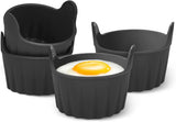 4-piece egg poacher for the airfryer - baking tray specially for the airfryer - egg poacher for the microwave - shape for poached eggs of food grade quality and baking tray for making soufflés - muffins - cupcakes - custard and pudding.