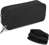 1 piece black stationery case - large case with durable outer shell - large capacity - zip compartment - storage compartment for large capacity case for school - university - office supplies