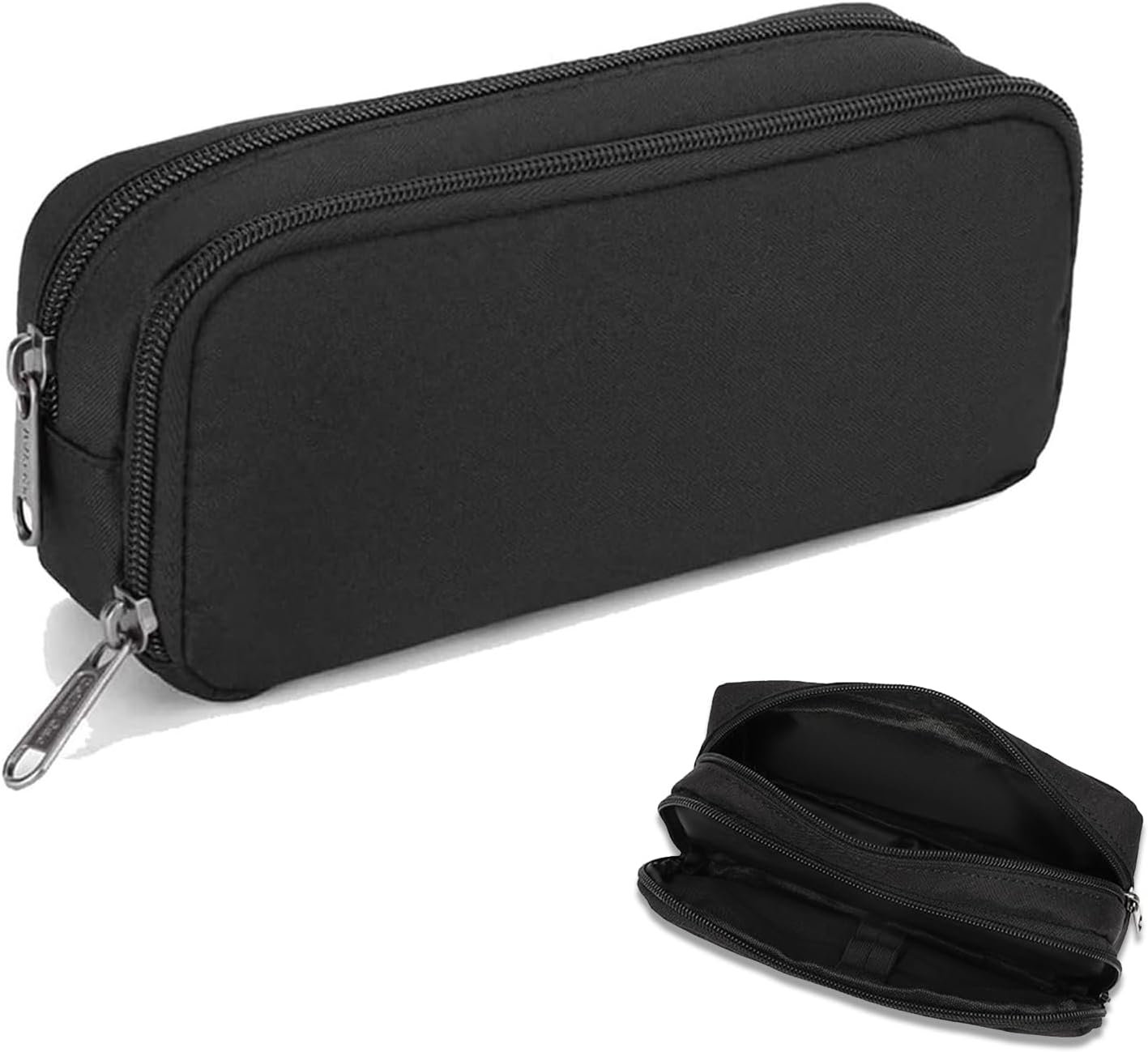 1 piece black stationery case - large case with durable outer shell - large capacity - zip compartment - storage compartment for large capacity case for school - university - office supplies
