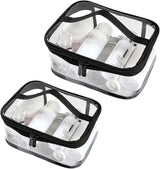 Transparent toilet bags - 2 pieces of portable makeup bags. Transparent cosmetic bag with handle - zip - waterproof travel bag