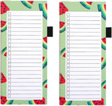 Magnetic shopping list for the fridge (2-piece) - 100 sheets - tear-off notepad with pen clip for shopping - to-do list and meal planning (watermelon)