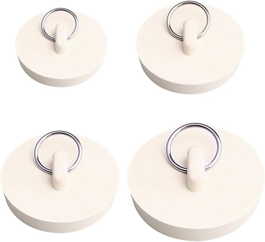 Set of 4 sink plugs - drain plugs - rubber drain stoppers and kitchen sink plugs with hanging ring - Suitable for bathtubs and bathrooms (4 sizes)