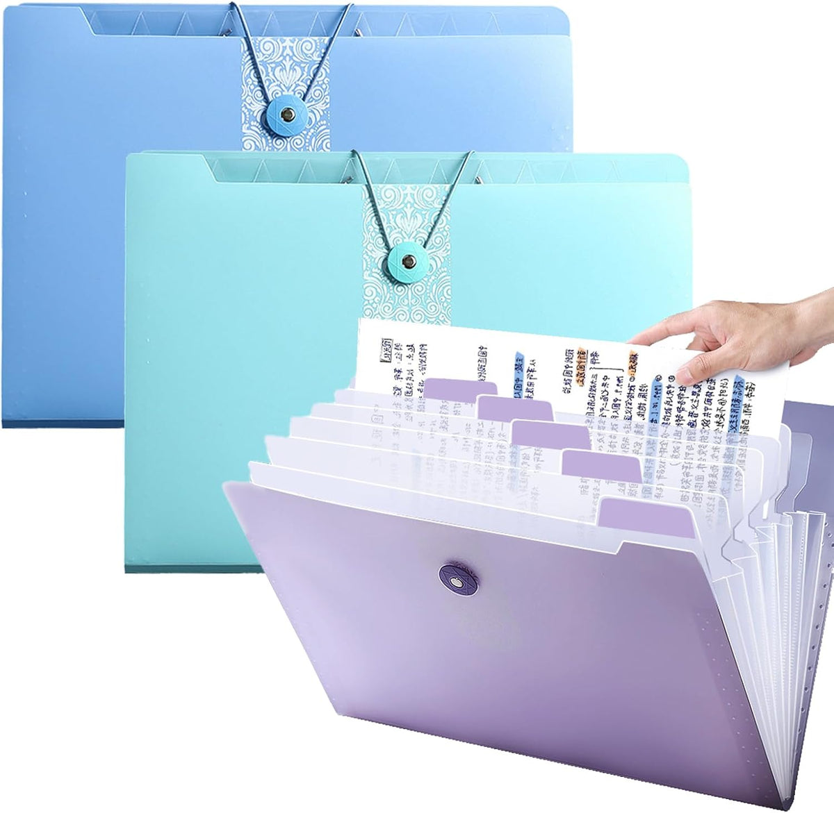 A4 Expandable folder - 3 poly pockets folder - 12 compartment folders large capacity accordion folders - expandable folders for office - business trips - home