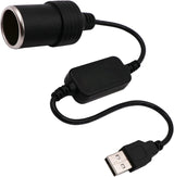 USB A male to 12V car cigarette lighter female adapter cable (max. 8W)