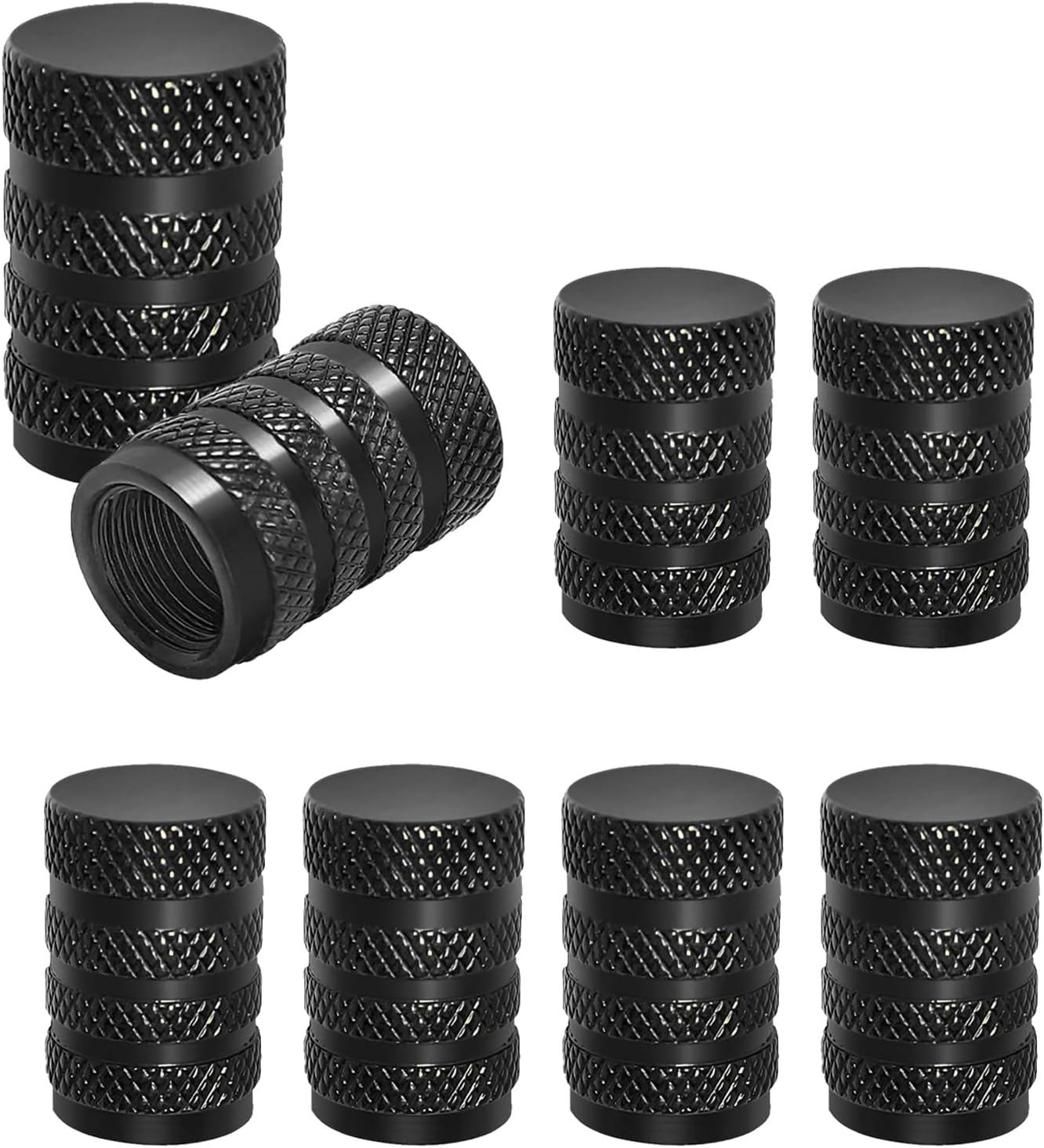 8 valve caps - black dust caps for car tyres - valve caps - durable universal aluminium dust caps for cars - bikes - trucks and motorcycles