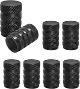 8 valve caps - black dust caps for car tyres - valve caps - durable universal aluminium dust caps for cars - bikes - trucks and motorcycles