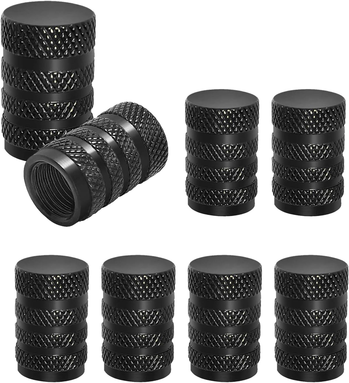 8 valve caps - black dust caps for car tyres - valve caps - durable universal aluminium dust caps for cars - bikes - trucks and motorcycles