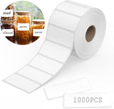 1000 pieces of labels on a roll - food labels - self-adhesive blank labels 60 × 30 mm - white - removable. Suitable for frozen products - kitchens - supermarkets - office supplies - refrigerators - laboratory refrigerators - jam - spices.
