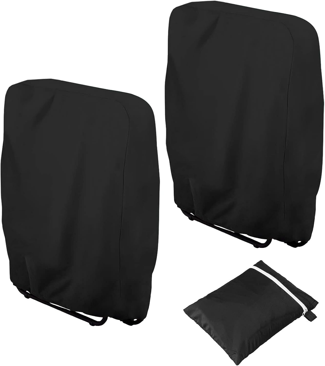Garden chair covers - 2 pieces waterproof- windproof- UV resistant- hydrophobic Oxford material for terrace sun loungers- including storage bag (110 x 71 cm) - Black