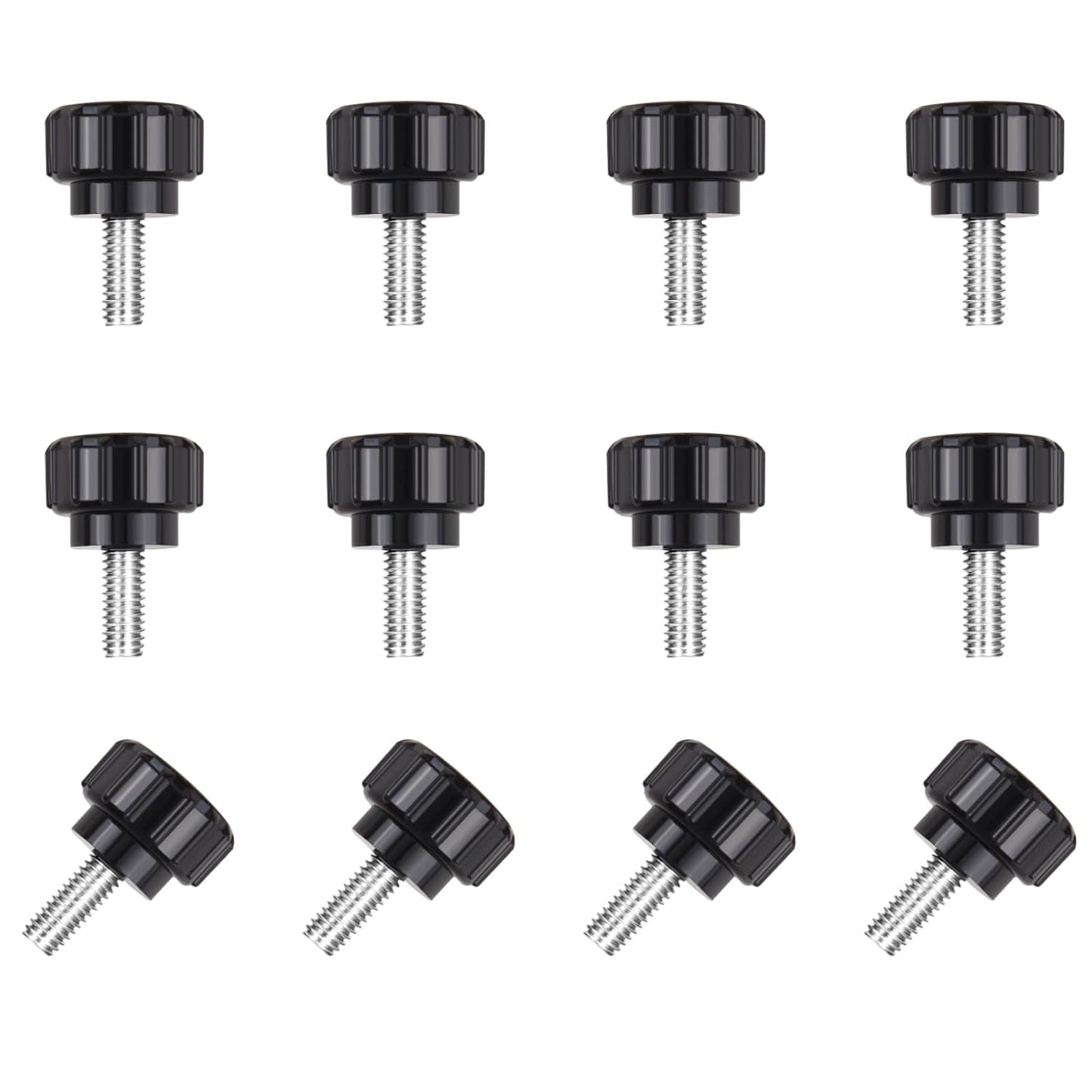 12 pieces M4 x 10 mm knurled thumb screws - display screws - mounting screws - carbon steel clamp knobs - grip thumb screws - mounting thumb screws