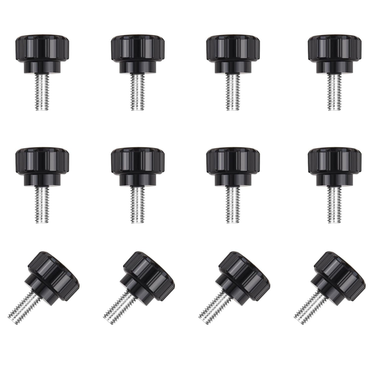 12 pieces M4 x 10 mm knurled thumb screws - display screws - mounting screws - carbon steel clamp knobs - grip thumb screws - mounting thumb screws