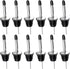 Wine bottle pourer - 12-pack stainless steel - quick bottle dispenser with conical spout and rubber dust cap for wine and spirits bottles